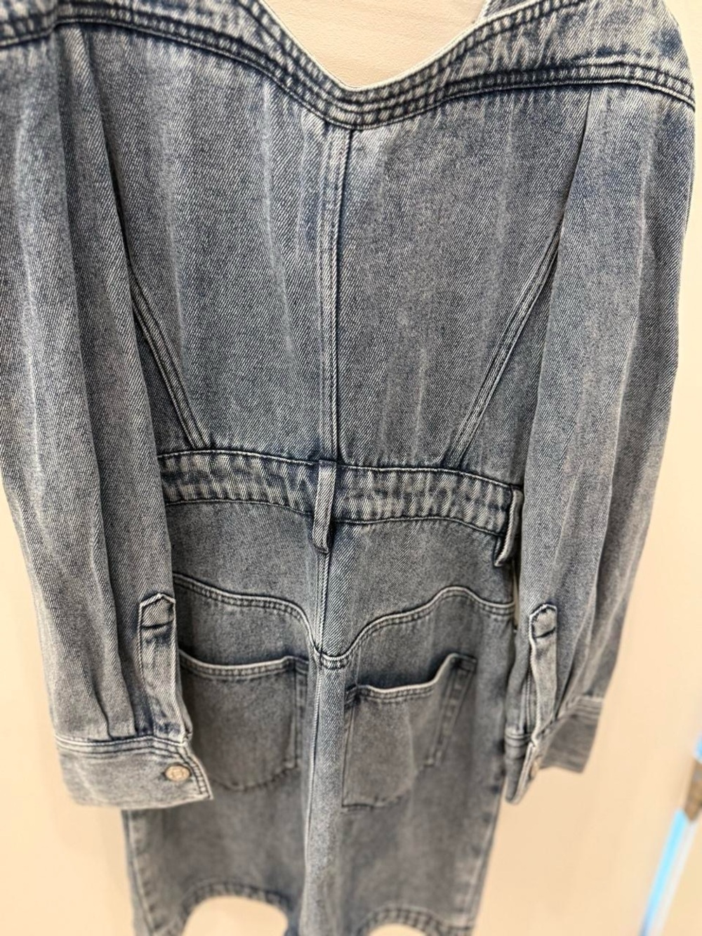 Isabel Marant NWT Women’s Pelona Cold-Shoulder Denim Mini Dress “Light Blue” - Picture 4 of 9